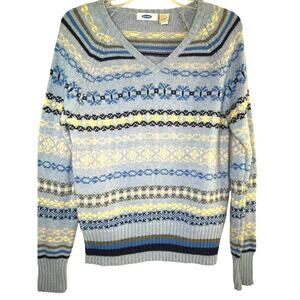 Old Navy100% lambswool Nordic V-neck sweater, size L, EUC